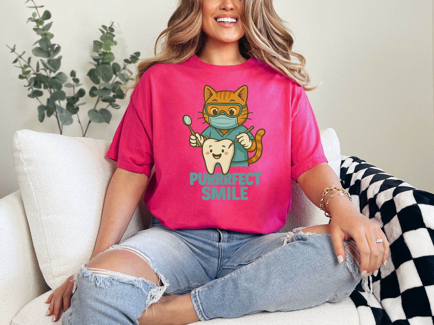 Purrfect Smile Dental Tee | Gift for Dental Hygienists, Dental Assistants, and Dentists | Cute Dental Office Gift
