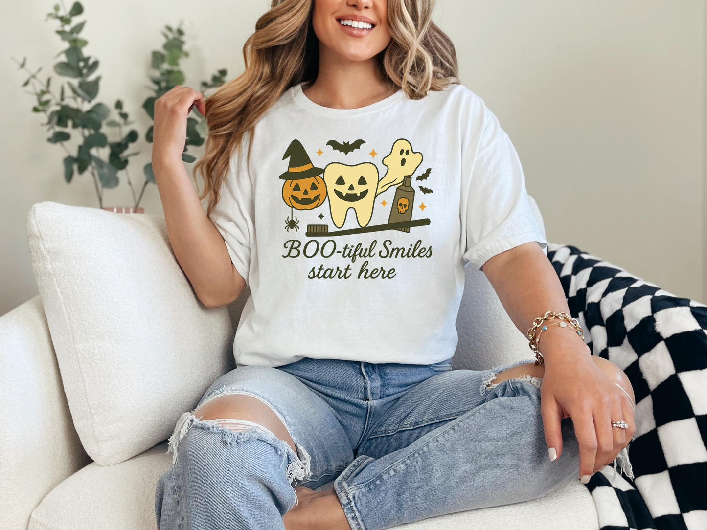 Halloween Themed Dental Shirt | "BOO-tiful Smiles" , Gift for Dentists, Dental Hygienists, Dental Assistants | Dental Office Gift