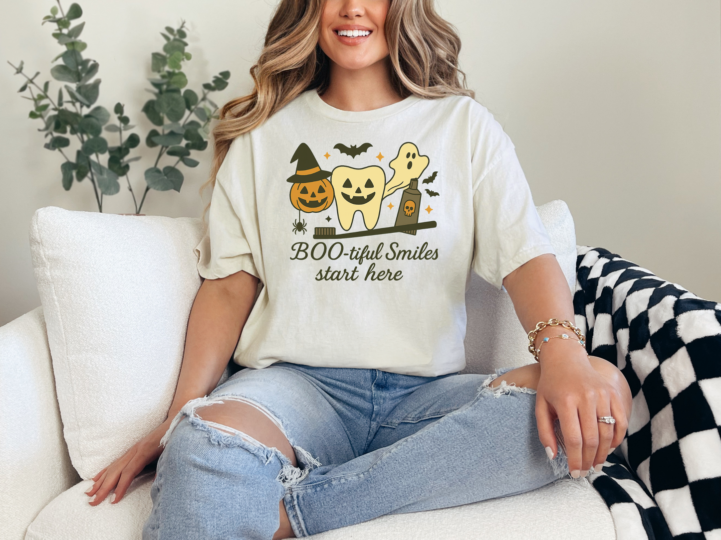 Halloween Themed Dental Shirt | "BOO-tiful Smiles" , Gift for Dentists, Dental Hygienists, Dental Assistants | Dental Office Gift