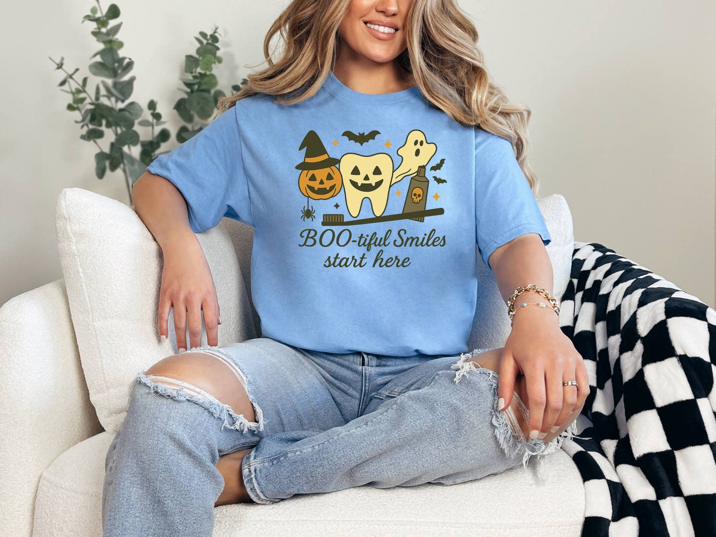Halloween Themed Dental Shirt | "BOO-tiful Smiles" , Gift for Dentists, Dental Hygienists, Dental Assistants | Dental Office Gift