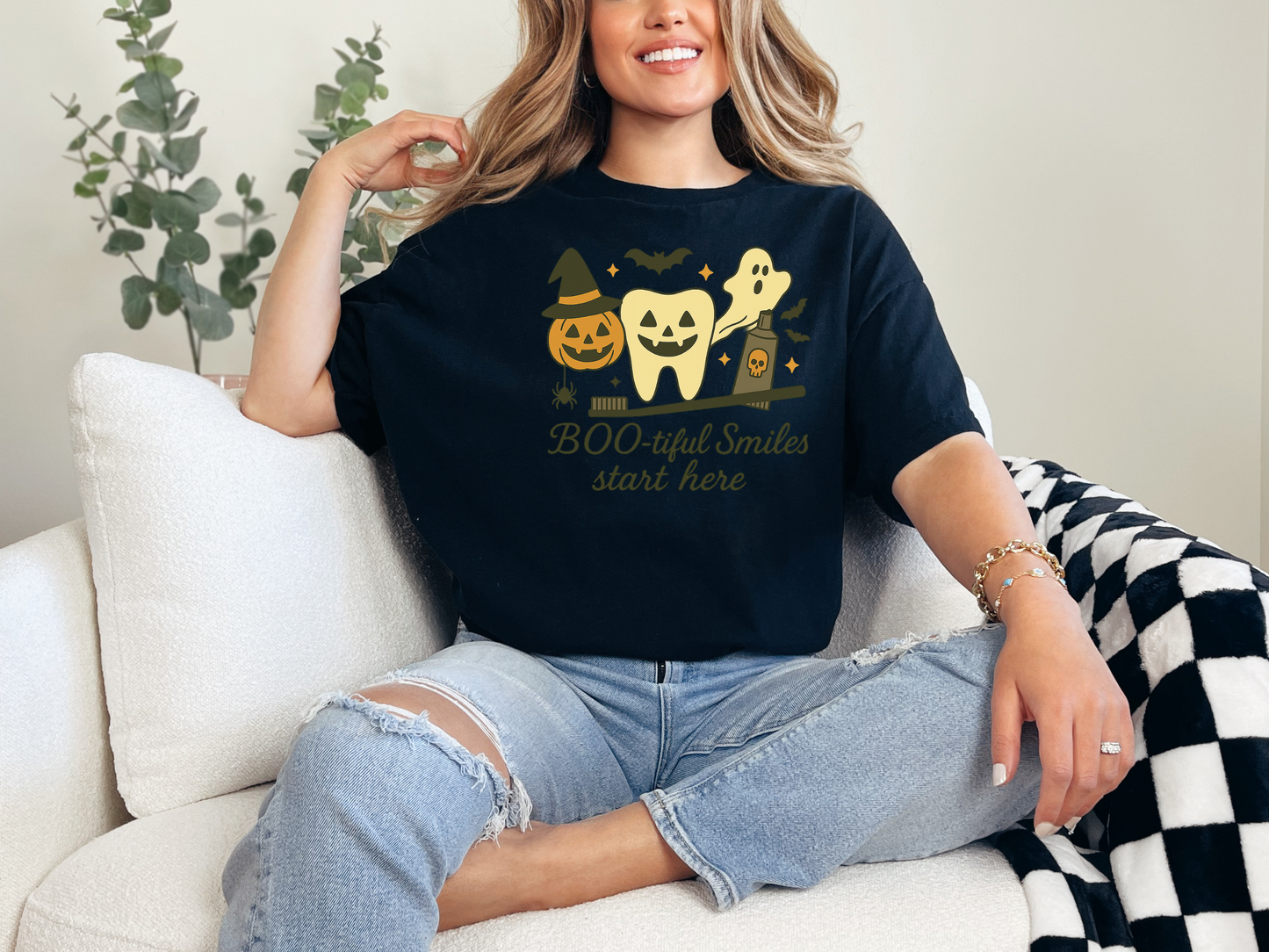 Halloween Themed Dental Shirt | "BOO-tiful Smiles" , Gift for Dentists, Dental Hygienists, Dental Assistants | Dental Office Gift