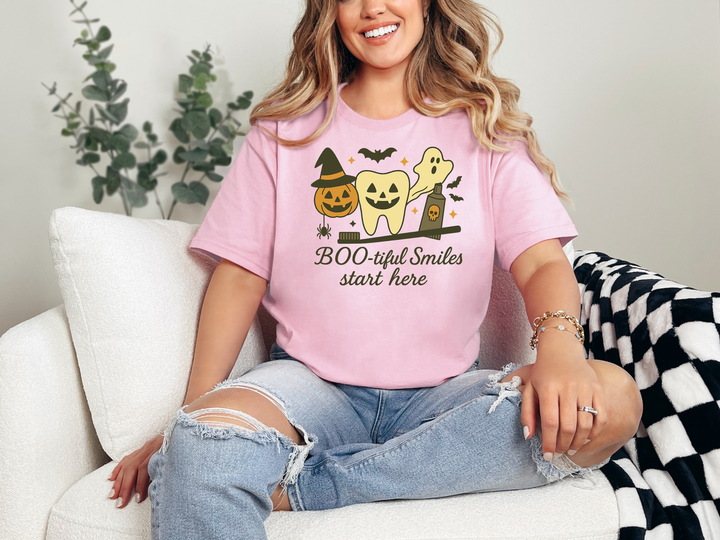 Halloween Themed Dental Shirt | "BOO-tiful Smiles" , Gift for Dentists, Dental Hygienists, Dental Assistants | Dental Office Gift
