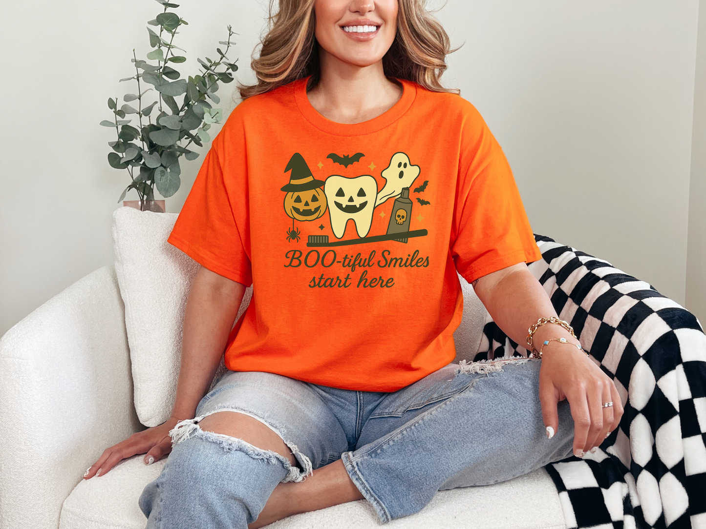 Halloween Themed Dental Shirt | "BOO-tiful Smiles" , Gift for Dentists, Dental Hygienists, Dental Assistants | Dental Office Gift